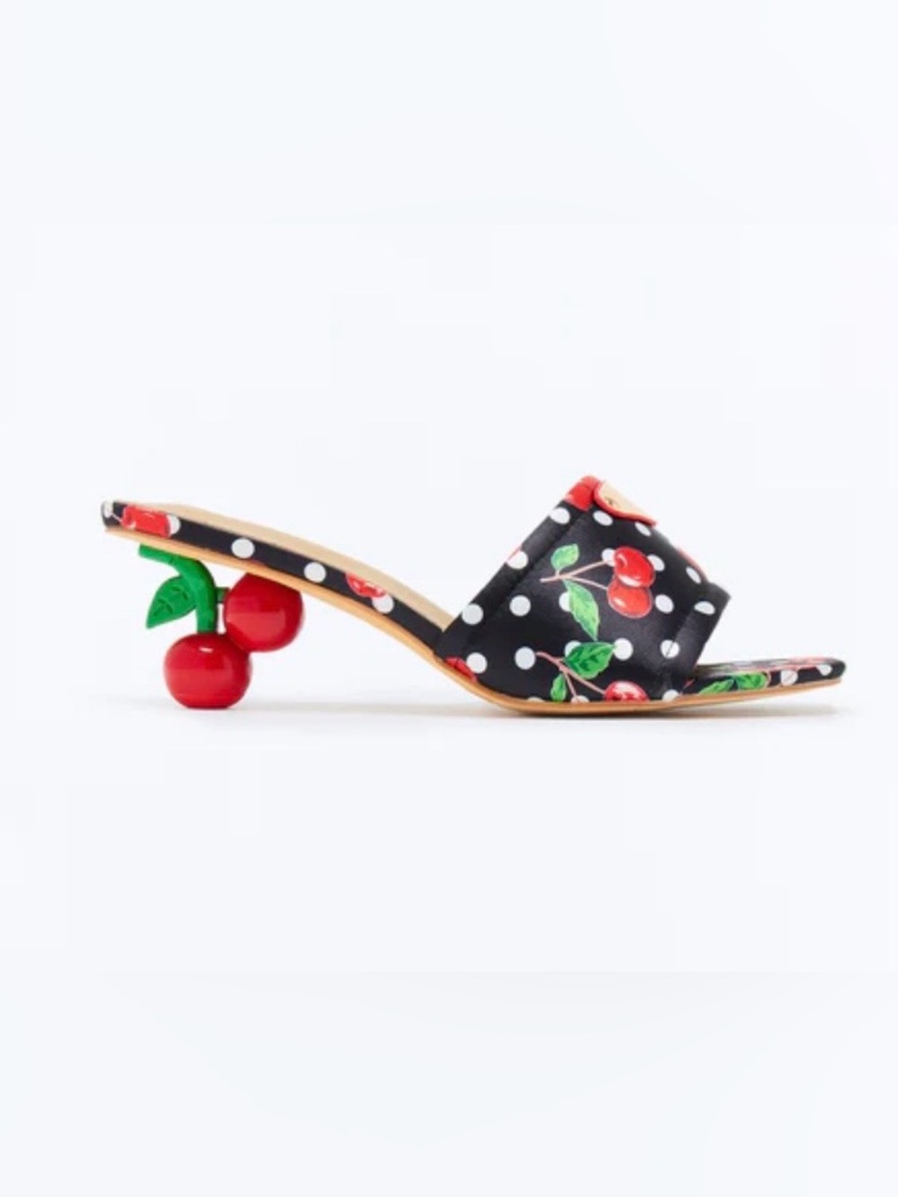 Black Cherry Print Slide Sandals Never worn